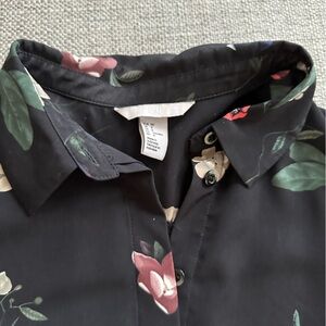 H&M Black Floral Blouse